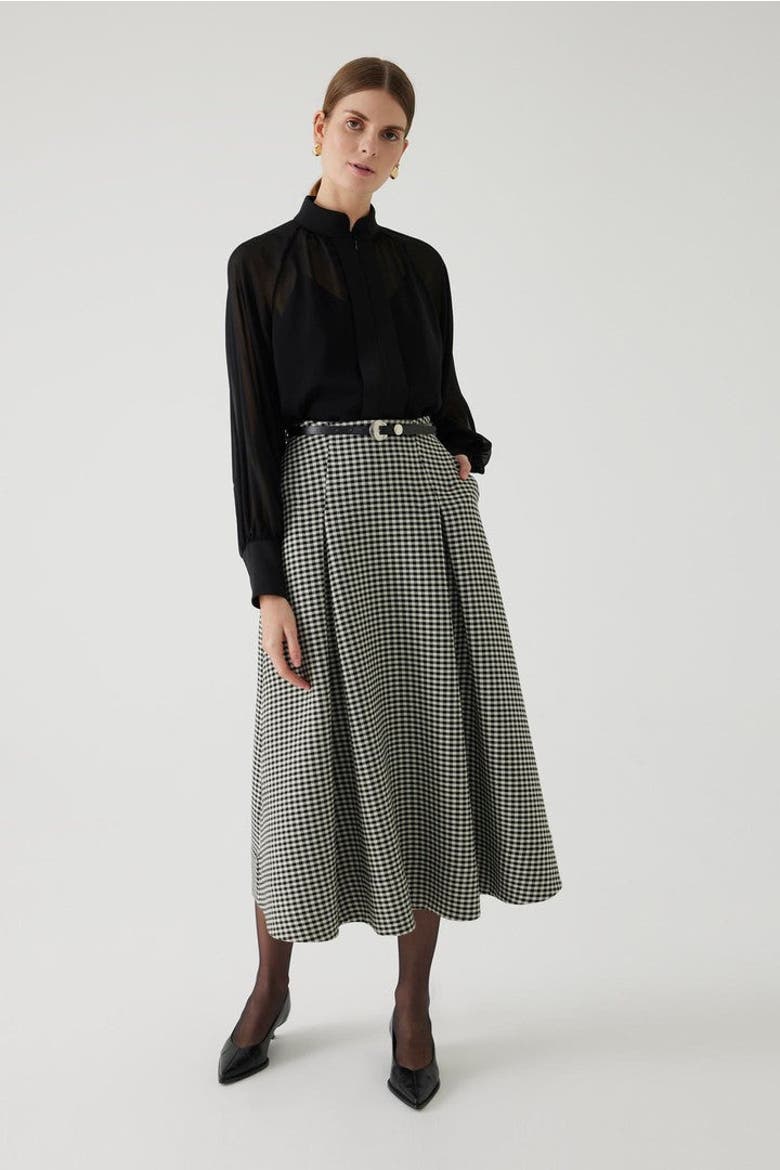 Adesina A Line Midi Skirt, Main, color, Black and Cream