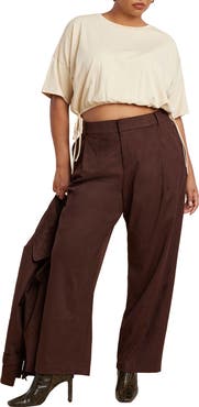 ELOQUII Faux Suede Wide Leg Pant