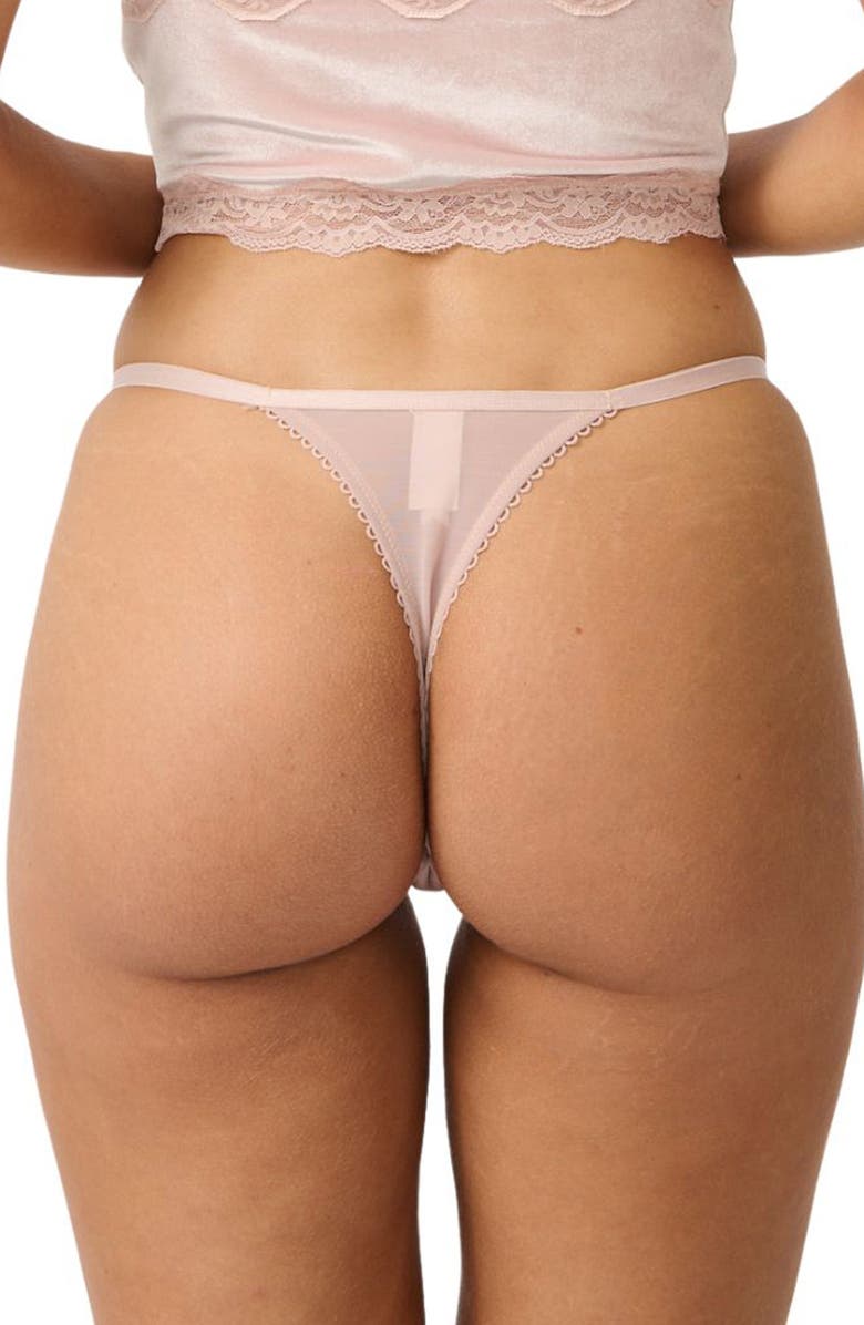 Kat The Label Polly Lace Trim Thong, Alternate, color, Dusty Pink