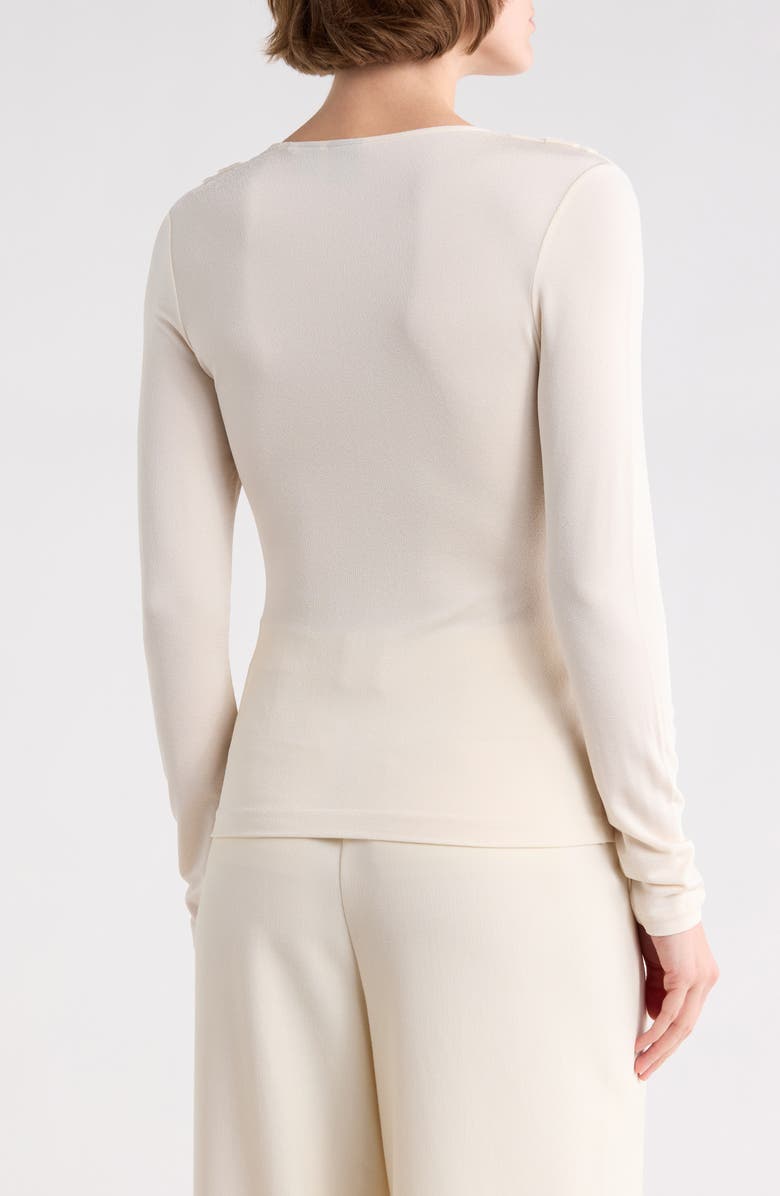 BOSS Eulori Twist Front Long Sleeve Top, Alternate, color, Off White