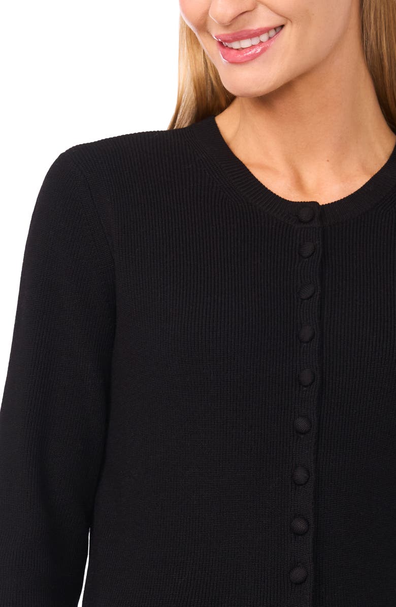 CeCe Rib Cardigan, Alternate, color, Rich Black