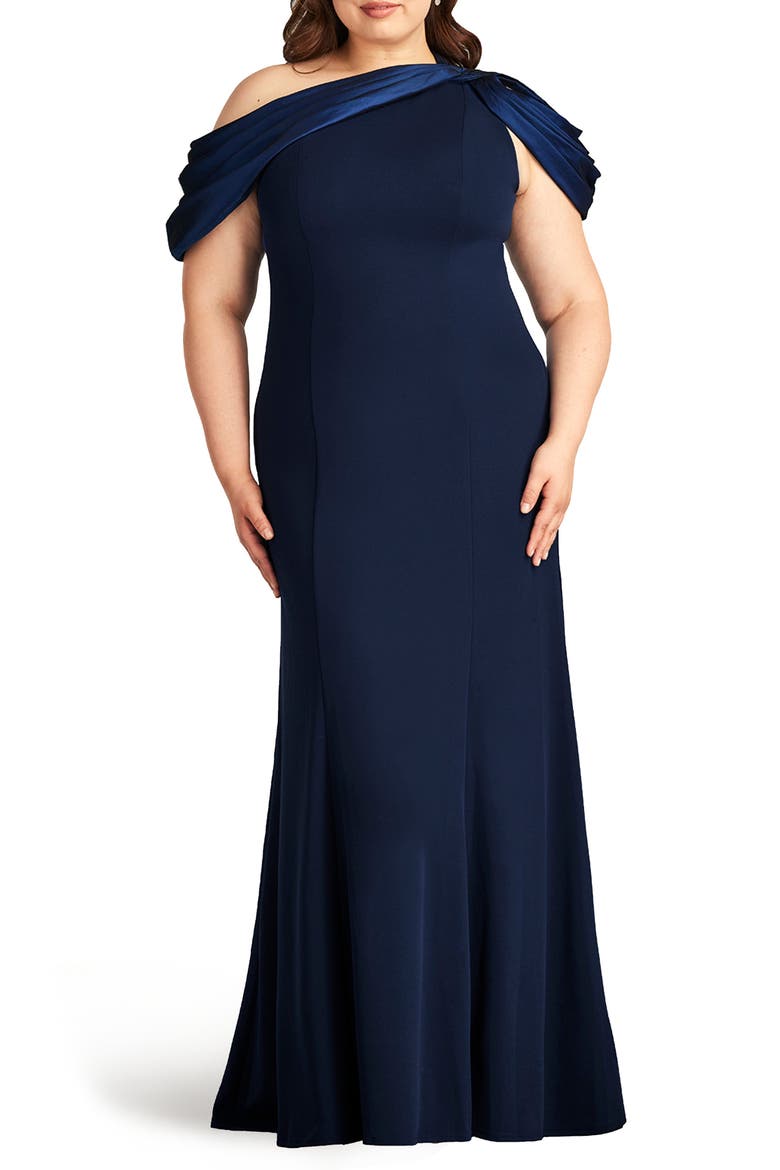 One-Shoulder Mermaid Gown, Main, color, NAVY