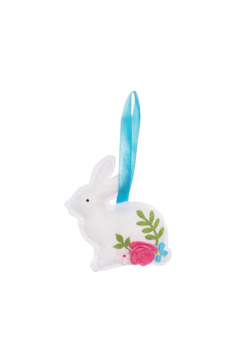 Bunny Rose Bud Felt Ornament, Main, color, White