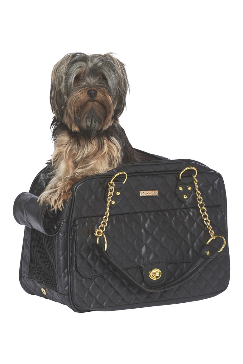London Quilted Pet Carrier Tote, Alternate, color, BLACK