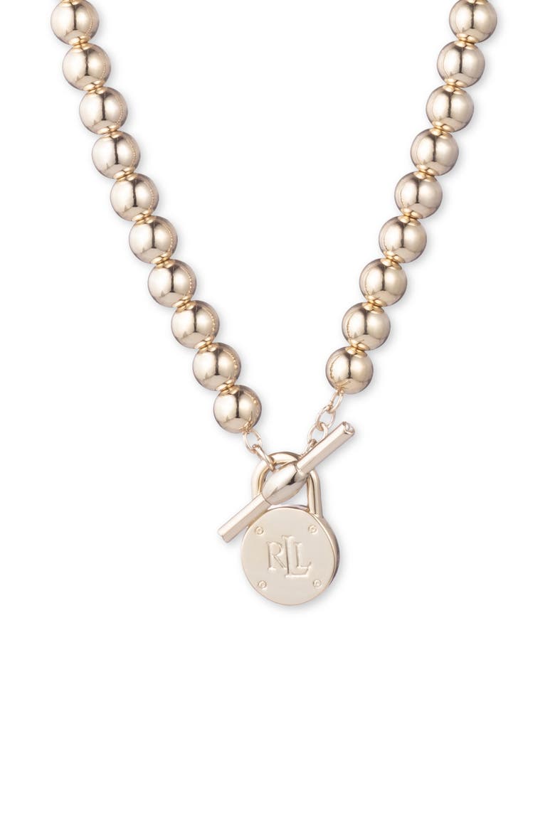 Logo Toggle Collar Necklace, Main, color, GOLD