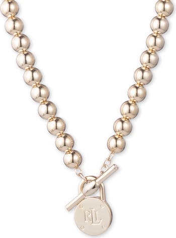 ★Ralph Lauren トグルペンダント ネックレス♪Beaded Necklace Lauren Ralph Lauren Logo Toggle Collar Necklace | Nordstrom