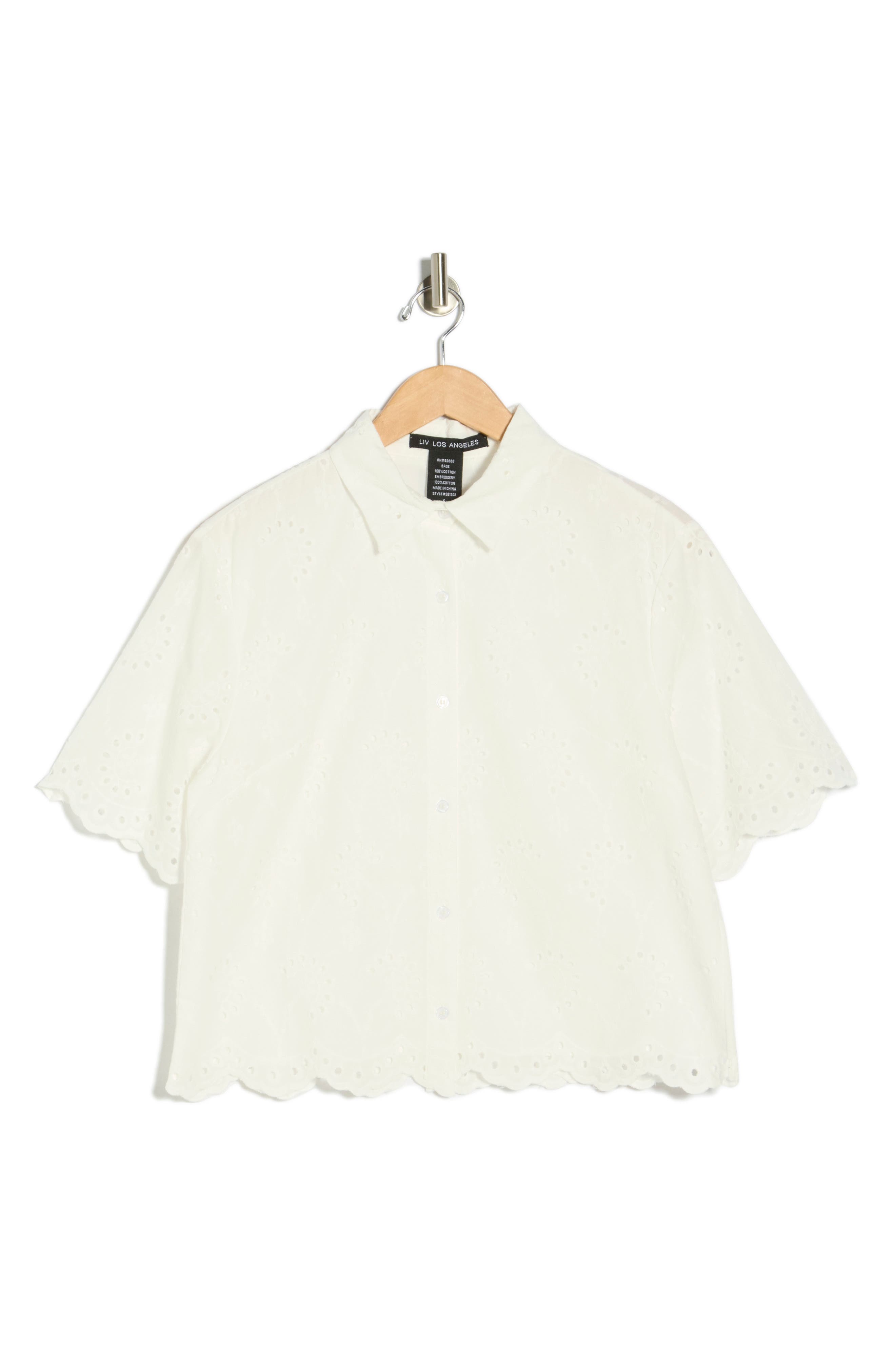 Forgotten Grace Eyelet Embroidery Button Up Shirt