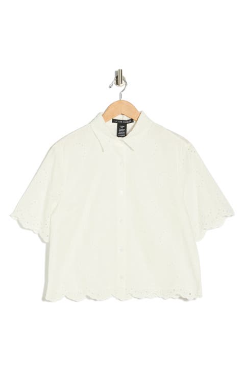 Eyelet Embroidery Button Up Shirt
