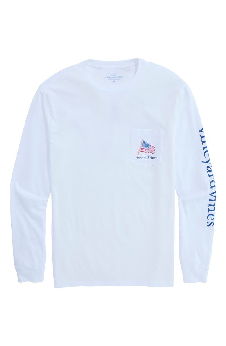 vineyard vines Painted Shining Sea Flag Graphic Long Sleeve T-Shirt, Main, color, White Cap