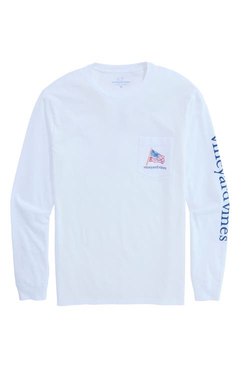 Painted Shining Sea Flag Graphic Long Sleeve T-Shirt