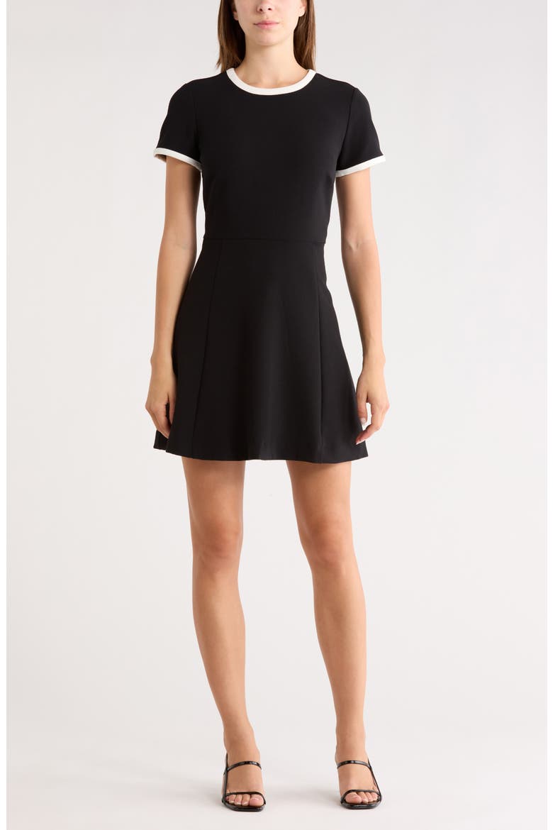 Ringer Trim Skater Minidress, Main, color, BLACK