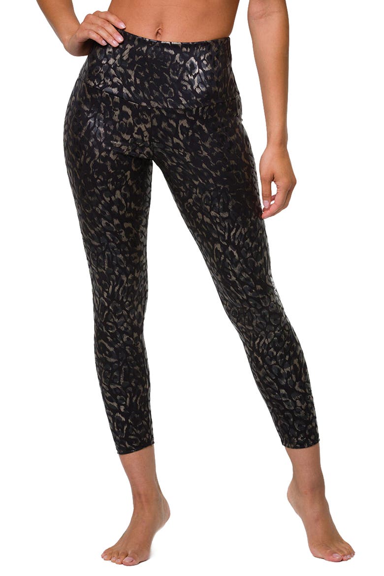 Animal Foil High Waist Leggings, Main, color, MERCURY