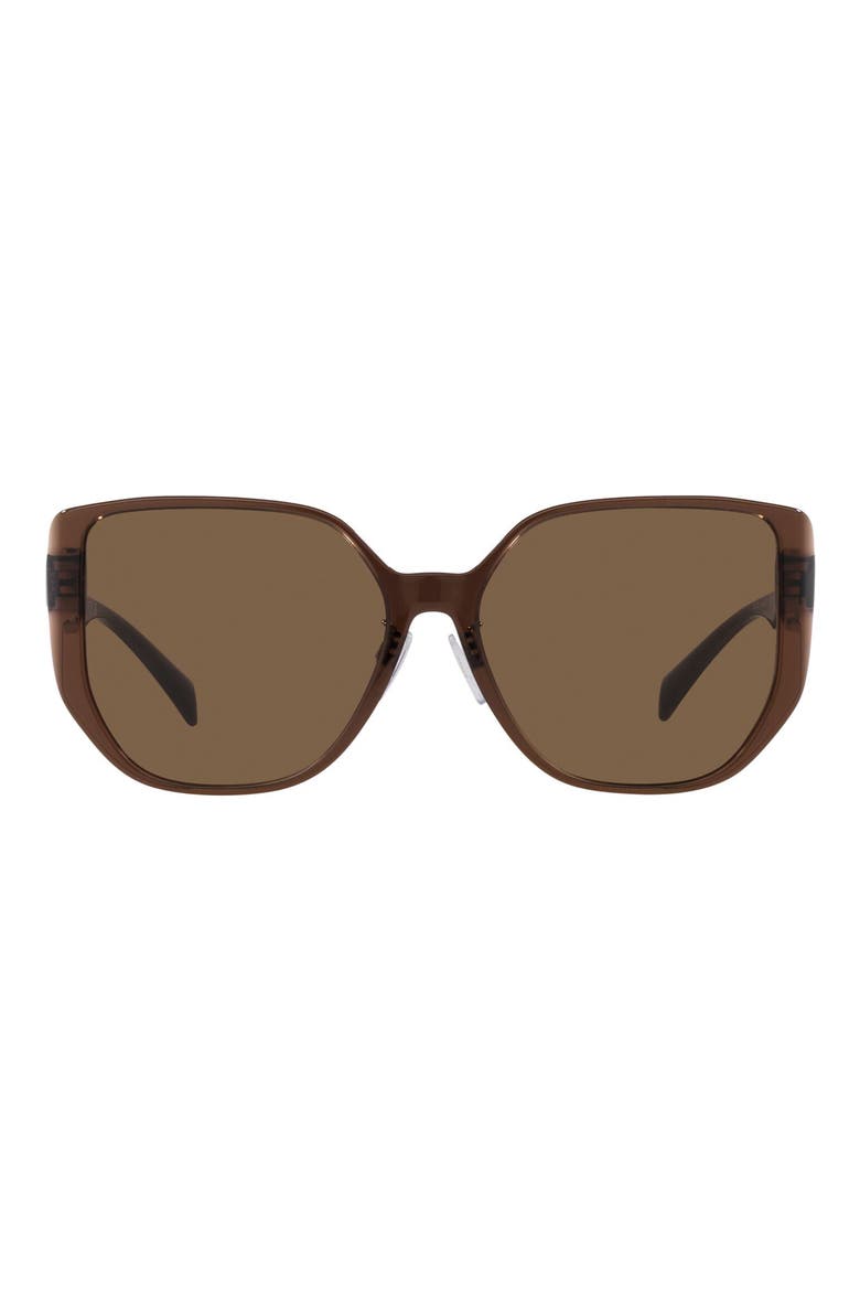 58mm Irregular Sunglasses, Main, color, TRANSPARENT BROWN / DARK BROWN