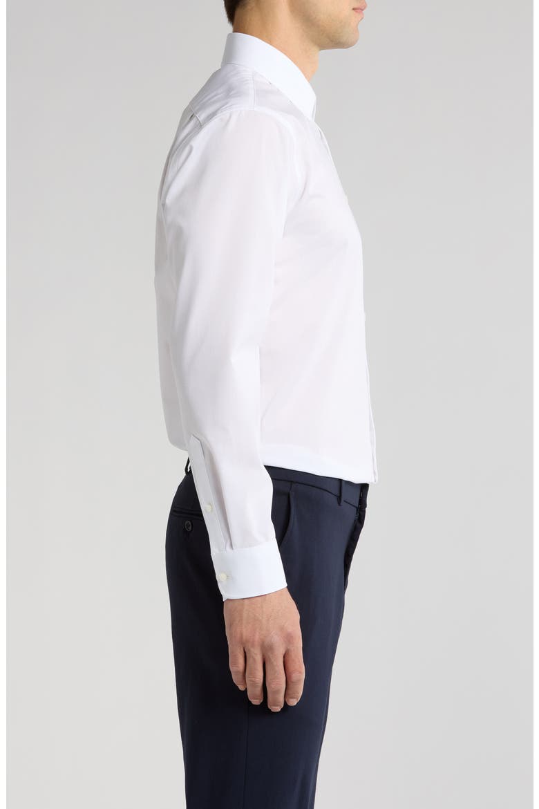 Trim Fit Solid Cotton Blend Dress Shirt, Alternate, color, WHITE