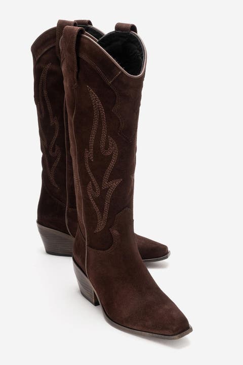 Pietro Leather Western Knee High Boot