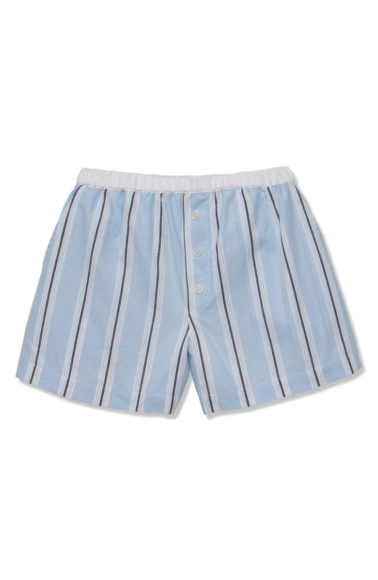 Petite Plume Coastal Stripe Pajama Shorts, Alternate, color, Blue