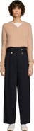 SANDRO Buttoned wide-leg wool trousers