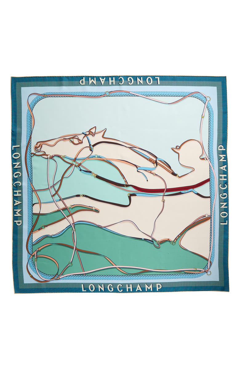 Longchamp Toute Allure Silk Square Scarf, Alternate, color, Mint