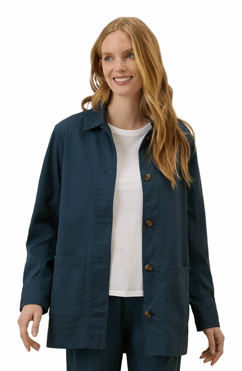 Pact Organic Cotton Daily Twill Oversized Lightweight Jacket, Alternate, color, French Navy