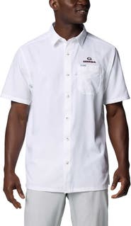 Columbia Men's Columbia White Georgia Bulldogs PFG Slack Tide™ Omni-Shade™ Button-Up Camp Shirt