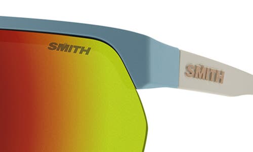 Smith Xc 138mm Chromapop™ Polarized Oversize Shield Sunglasses In Matte Storm Birch/red