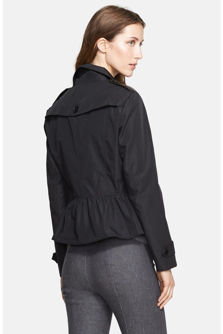 Leather Trim Taffeta Jacket, Alternate, color, BLACK