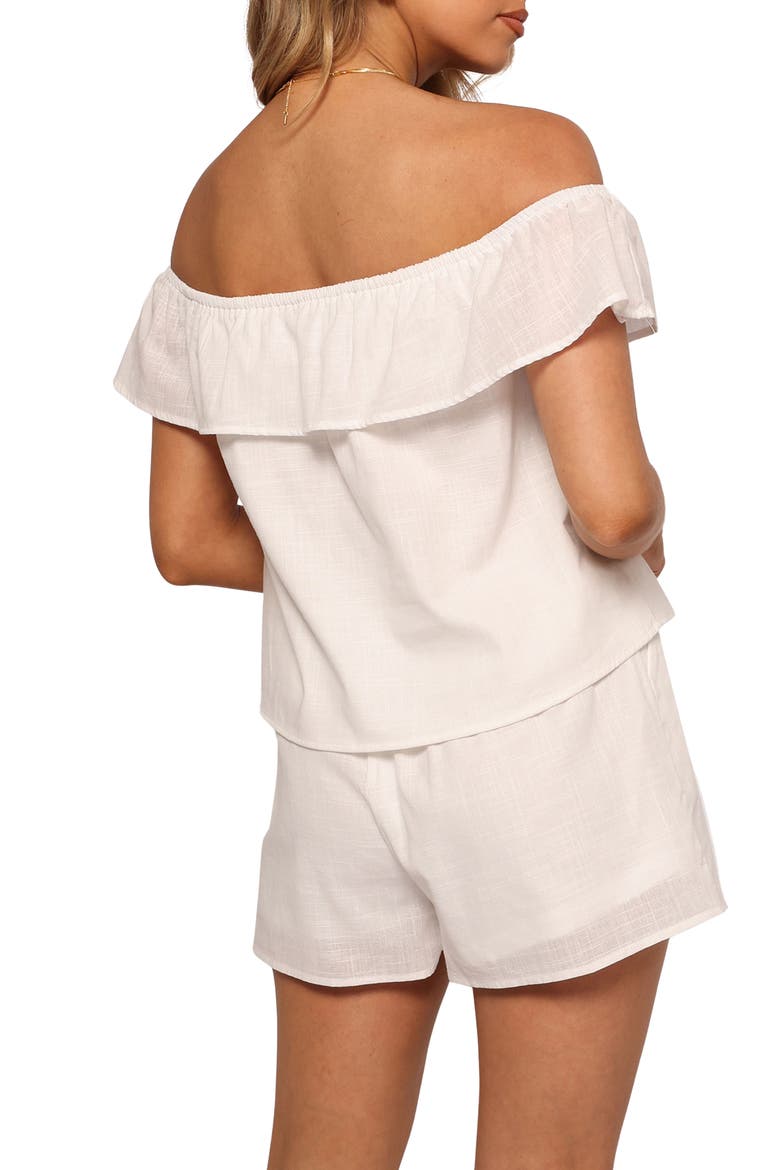 Tennie Cotton Off the Shoulder Top & Shorts Set, Alternate, color, WHITE