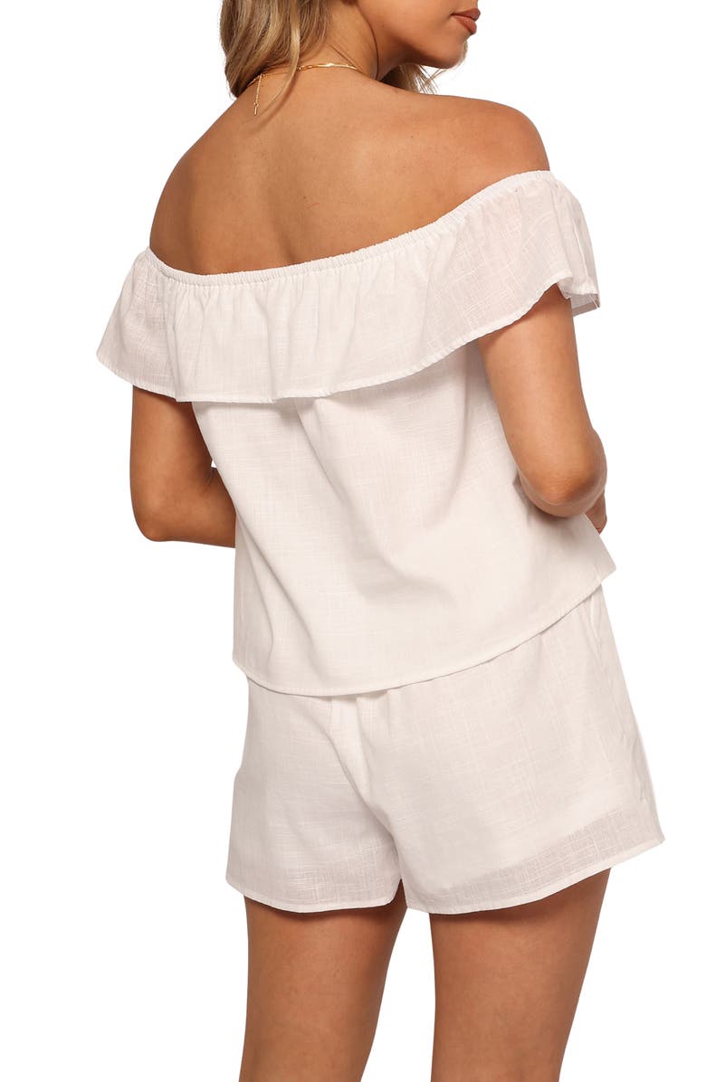 Petal & Pup Tennie Cotton Off the Shoulder Top & Shorts Set, Alternate, color, White