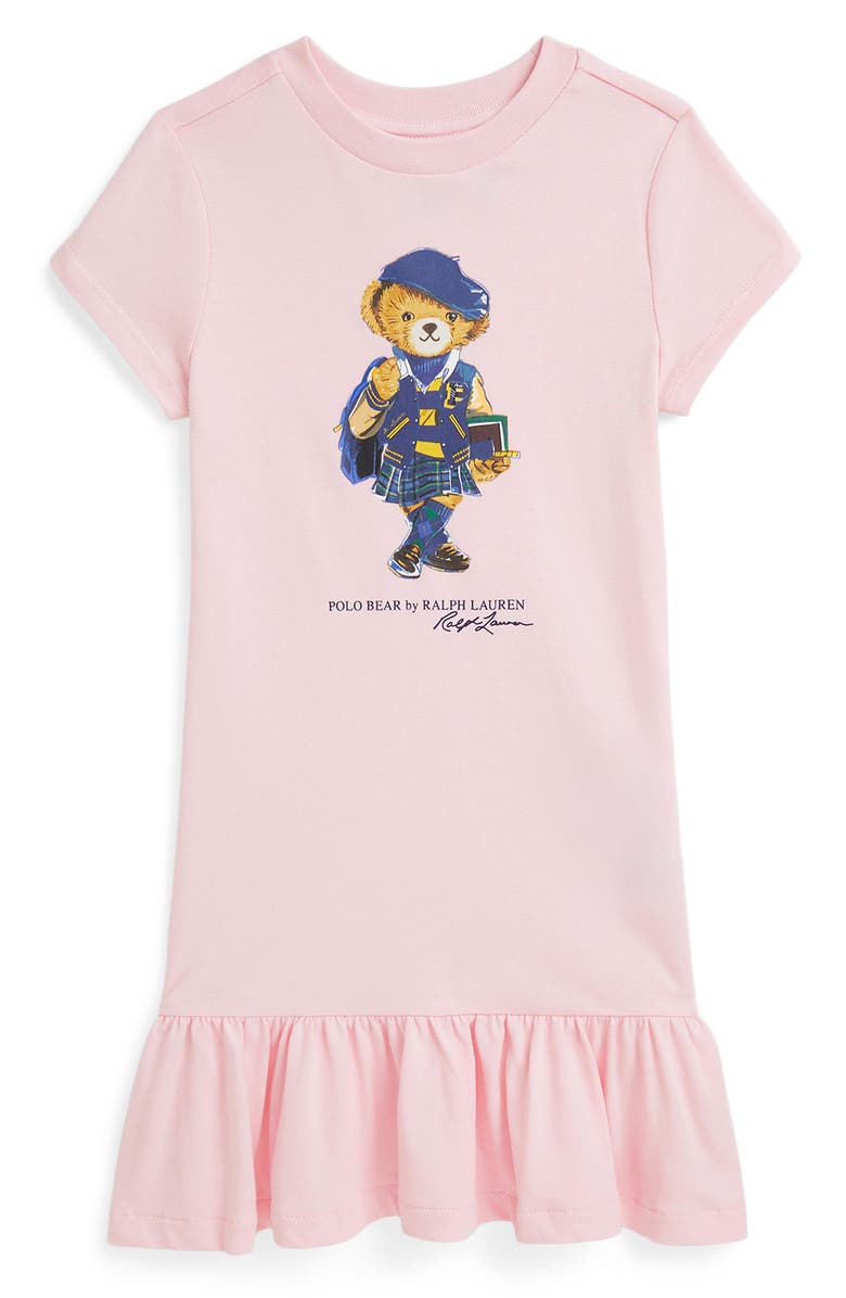 Polo Ralph Lauren Kids' Logo Graphic Cotton Jersey Dress, Main, color, Hint Of Pink