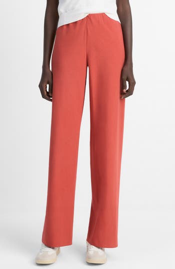 Vince Cotton Blend Wide Leg Pants In Brown