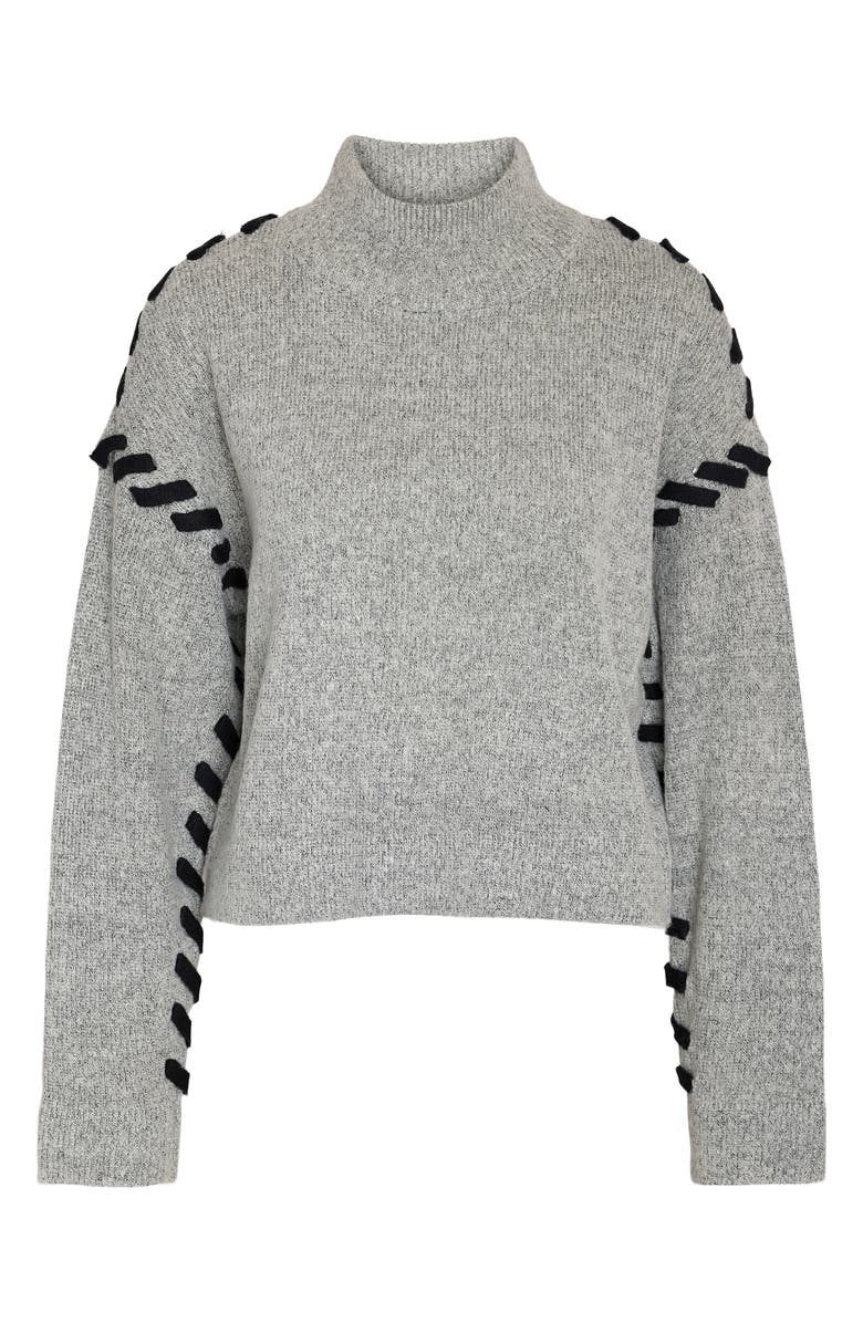 Noisy may Donna Whipstitch Mock Neck Crop Sweater, Alternate, color, 