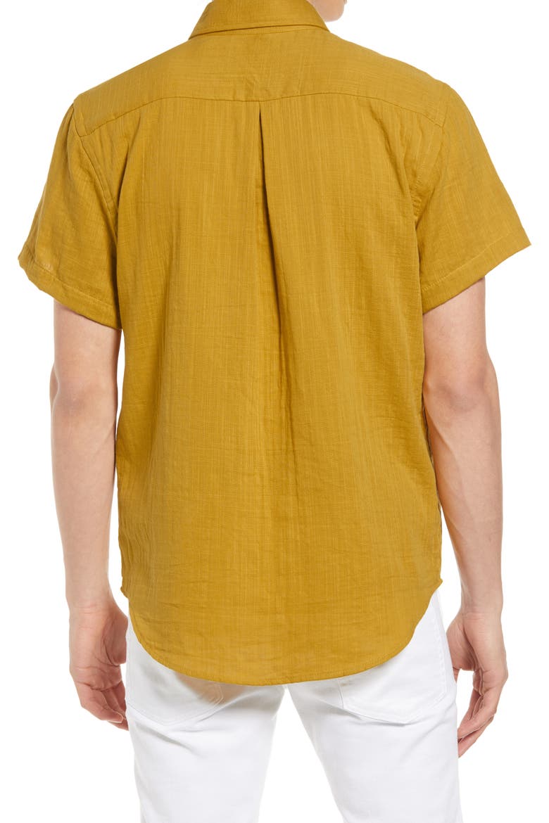 Short Sleeve Double Weave Gauze Button-Down Shirt, Alternate, color, DOUBLE WEAVE GAUZE - TURMERIC