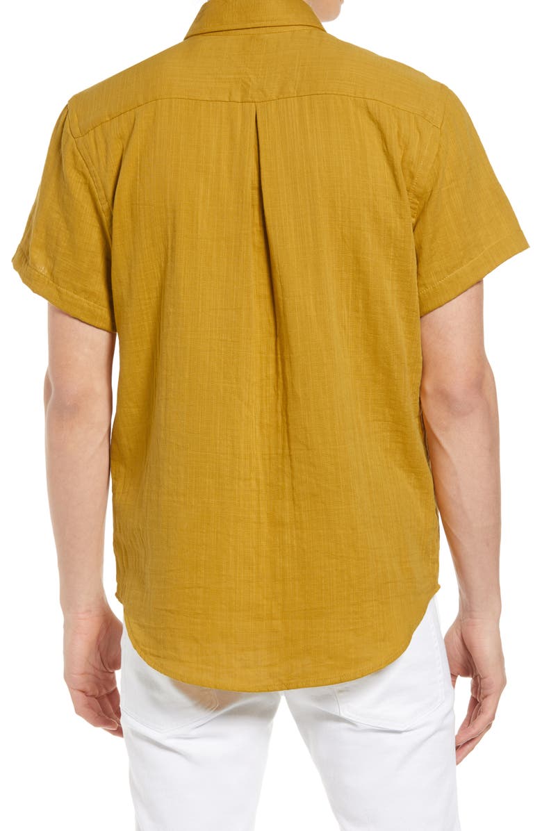 Naked & Famous Denim Short Sleeve Double Weave Gauze Button-Down Shirt, Alternate, color, 