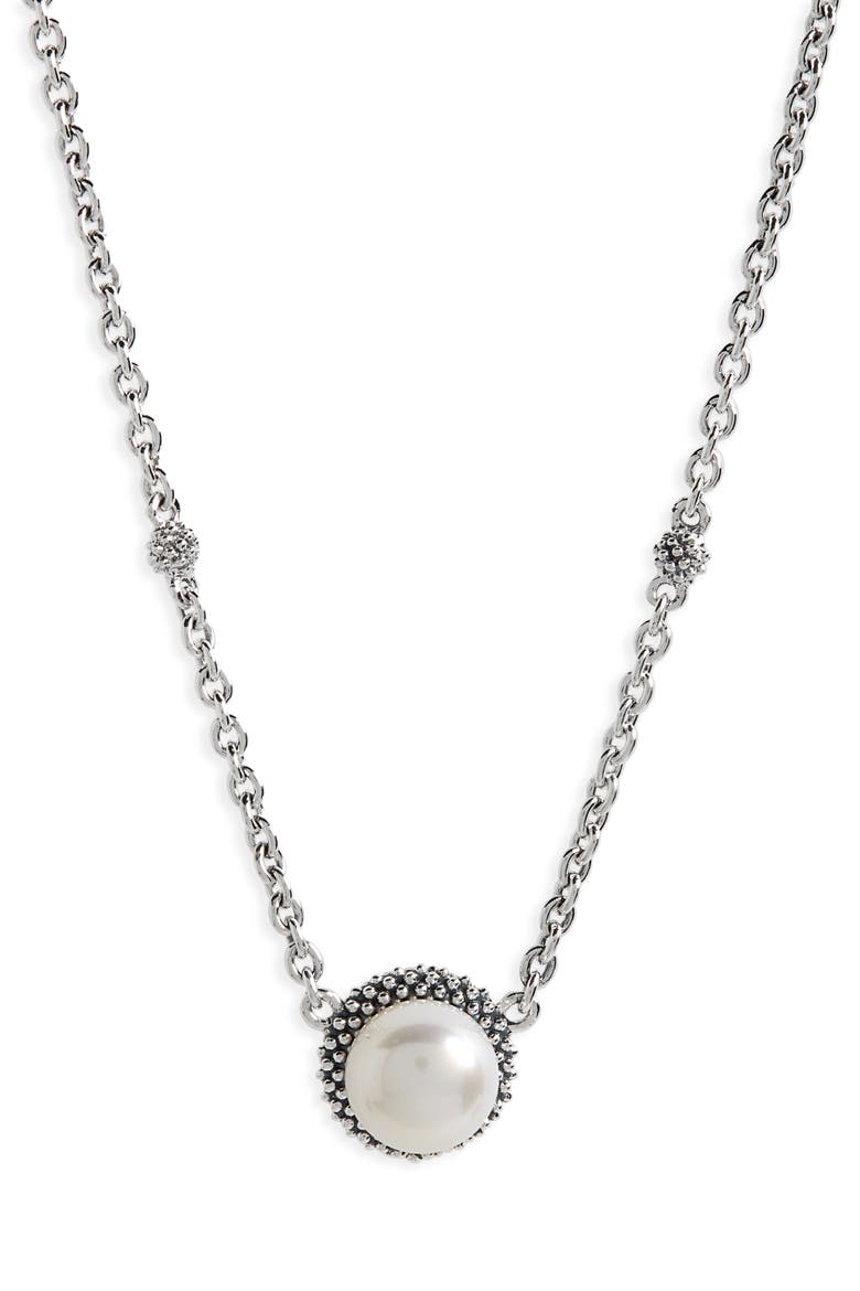 Luna Freshwater Pearl Pendant Necklace, Main, color, SILVER/ PEARL