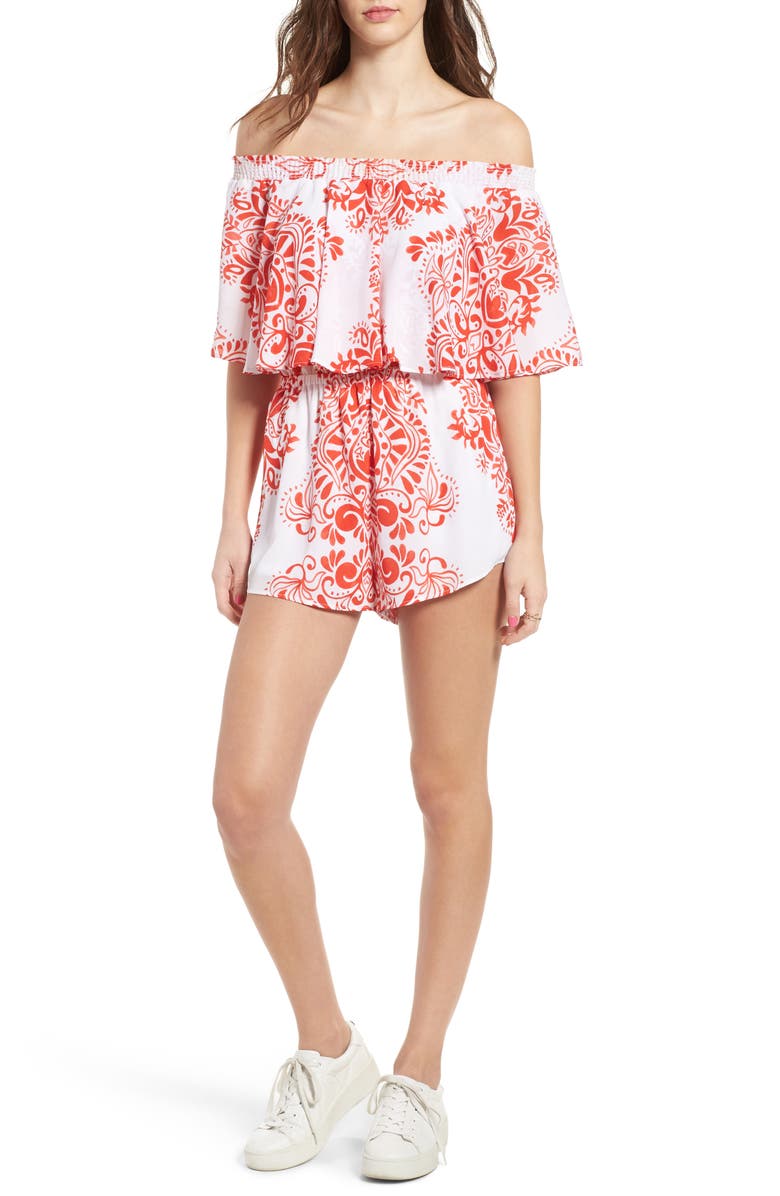 Show Me Your Mumu Rosarita Off the Shoulder Romper, Main, color, 