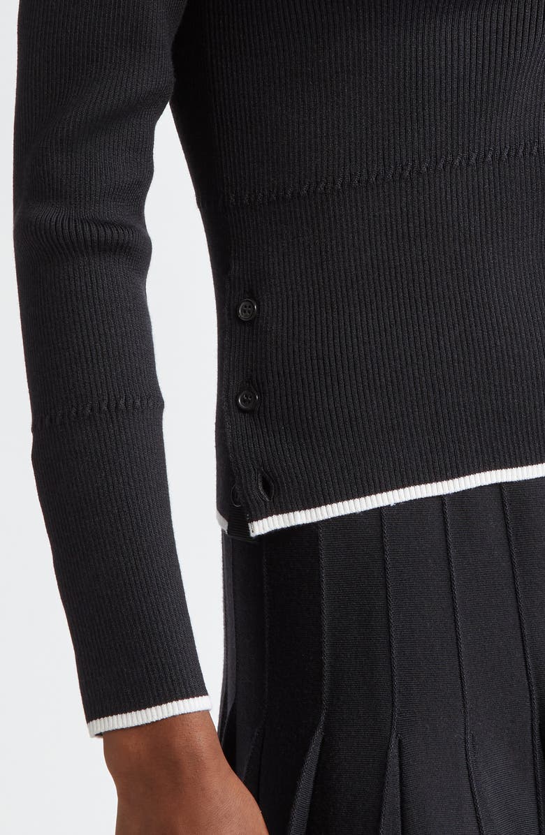 Thom Browne Virgin Wool & Silk Rib Cardigan, Alternate, color, 