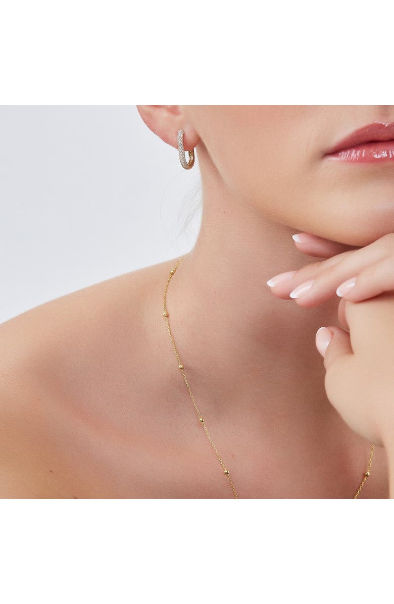 Spero London Pave Rectangular Sterling Silver Oval Hoop Earring, Alternate, color, Gold