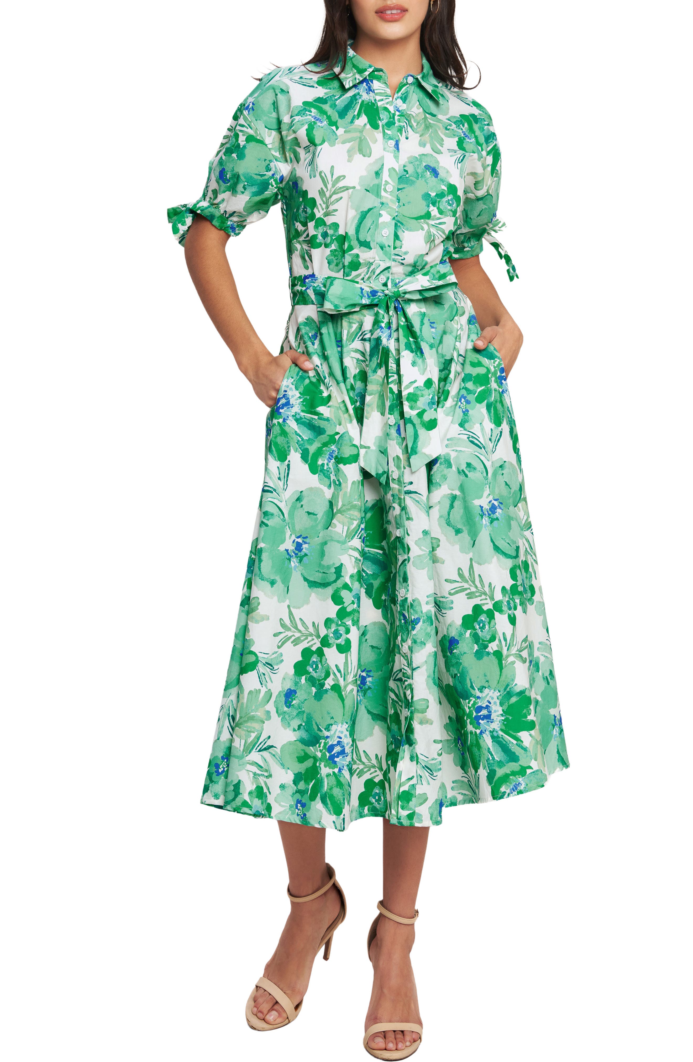 FLYING TOMATO Floral Midi Shirtdress
