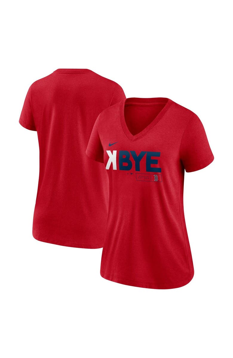 Nike Women's Boston Red Sox Red Nike K-Bye Tri-Blend V-Neck T-Shirt, Main, color, 