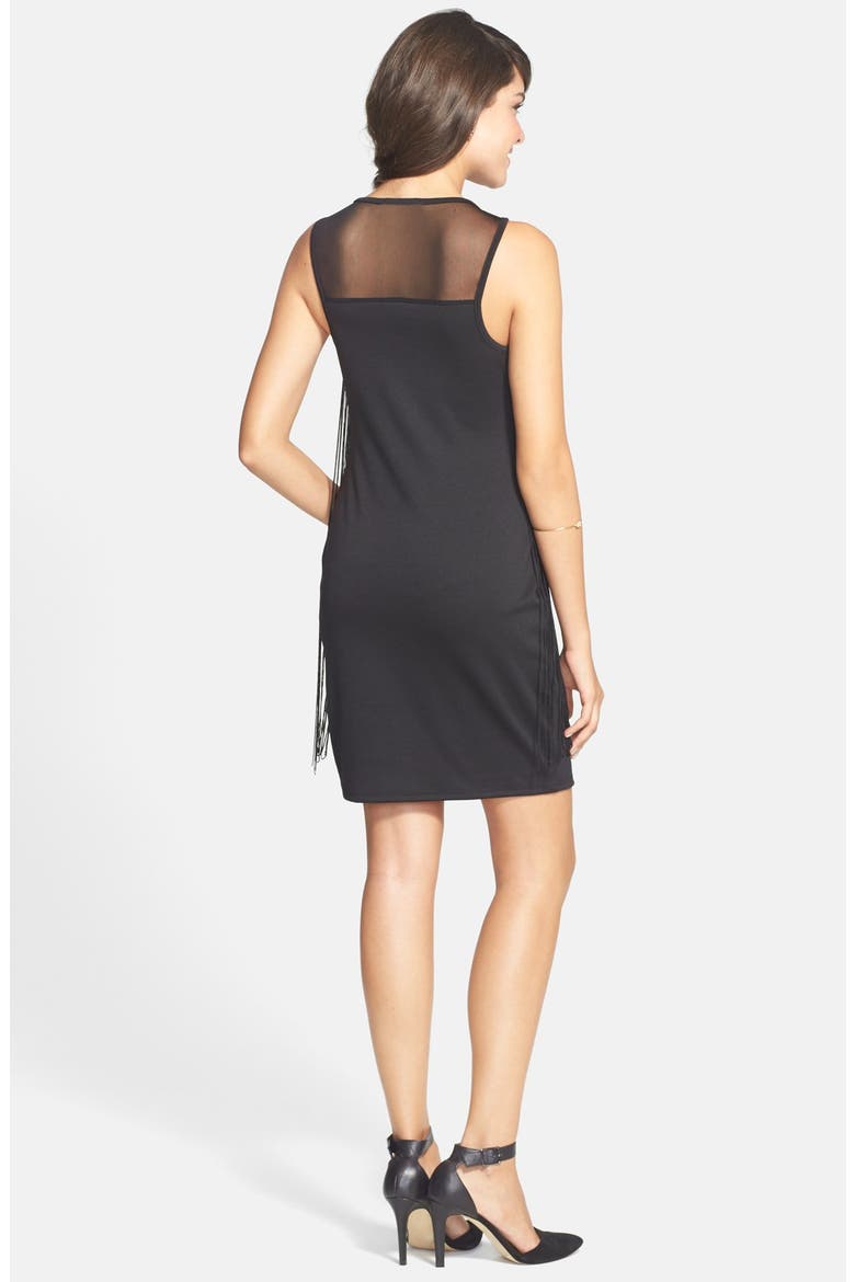Fringe Illusion Body-Con Dress, Alternate, color, BLACK