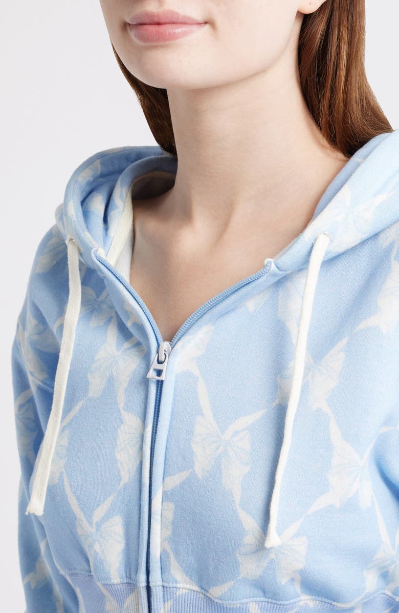 LoveShackFancy Arienne Ribbon Print Hoodie, Alternate, color, Chilled Blue