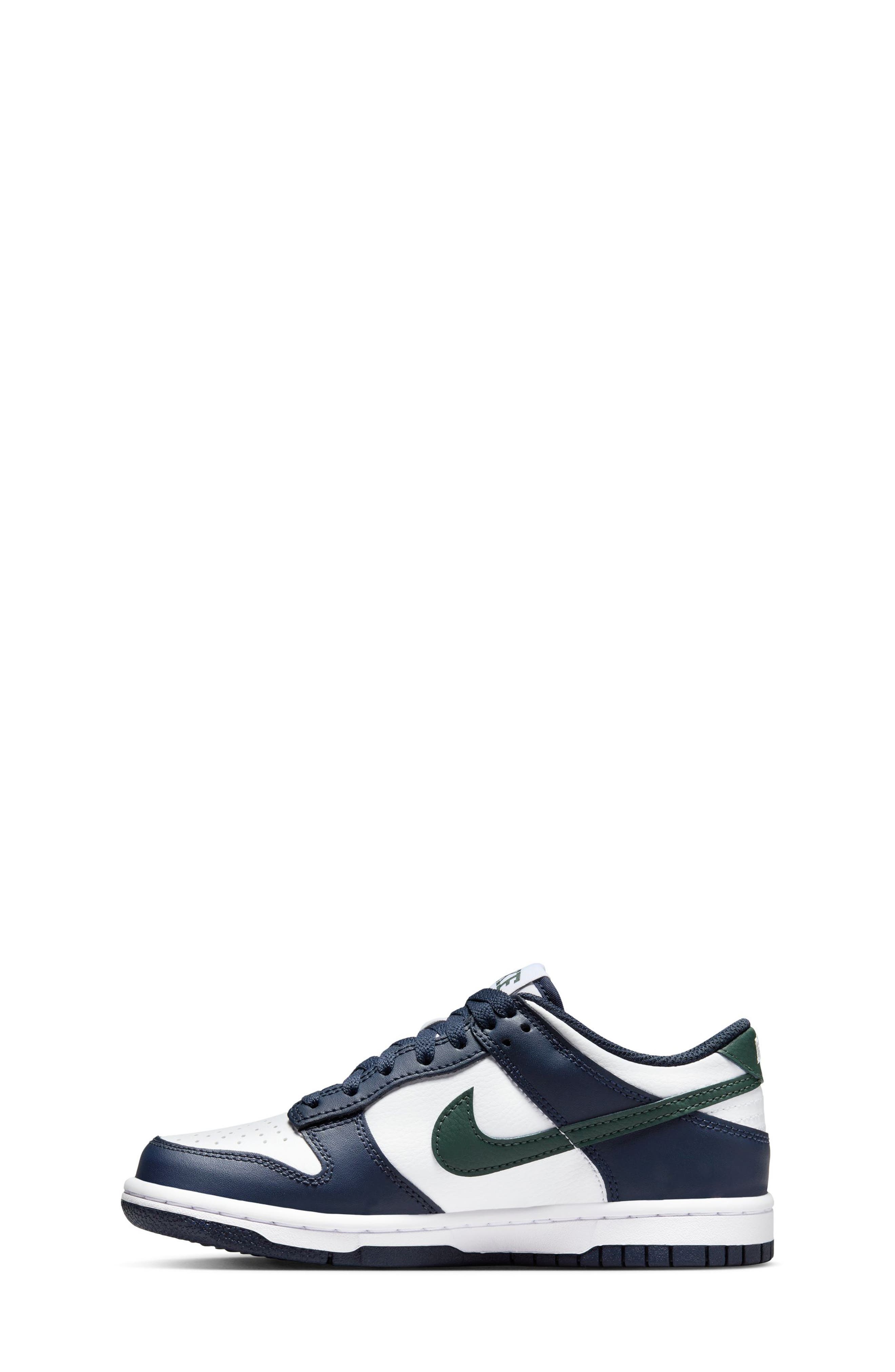 Nike Kids' Dunk Low Sneaker, Alternate, color, Obsidian/ Vintage Green