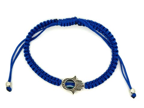 Blue Evil Eye Hamsa Braided Adjustable Bracelet