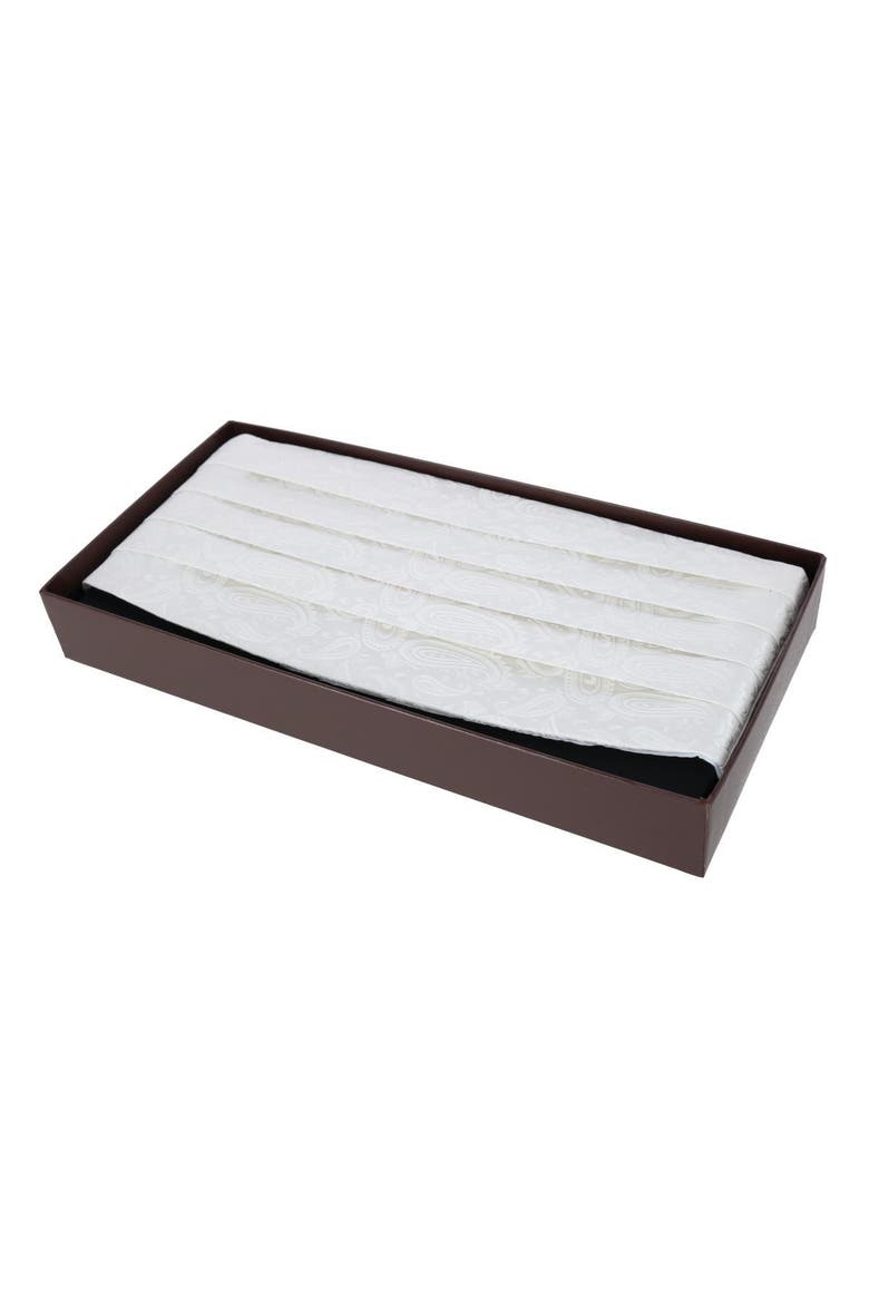 Banbury Tone on Tone Paisley Silk Cummerbund, Alternate, color, White
