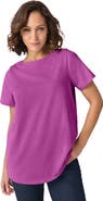Jessica London Short Sleeve Boatneck Knit Tee