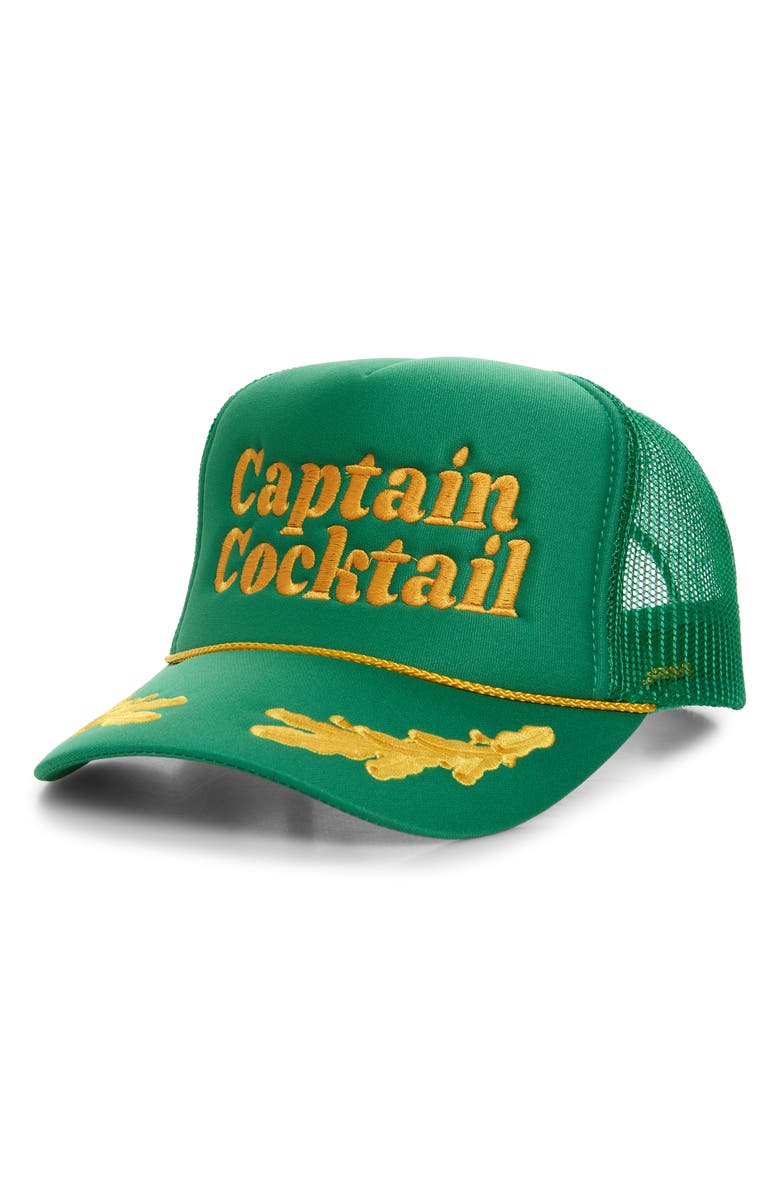 Local Beach Captain Cocktail Trucker Hat, Main, color, Captain Kelly/ Gold