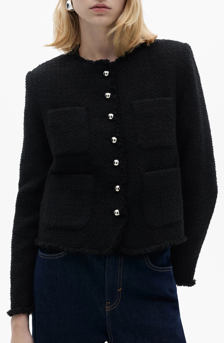 MANGO Wintour Tweed Jacket, Main, color, Black
