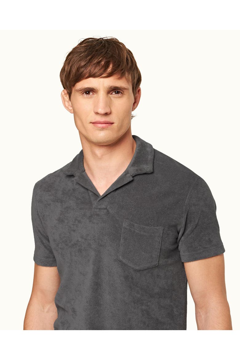 Terry Towelling Tailored Fit Towelling Polo Shirt, Alternate, color, Granite