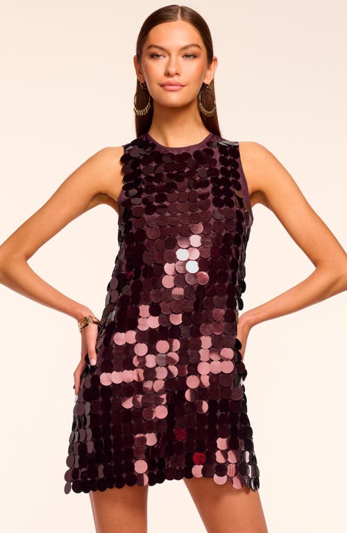 Ramy Brook Roxana Sleeveless Paillette Mini Shift Dress In Burgundy