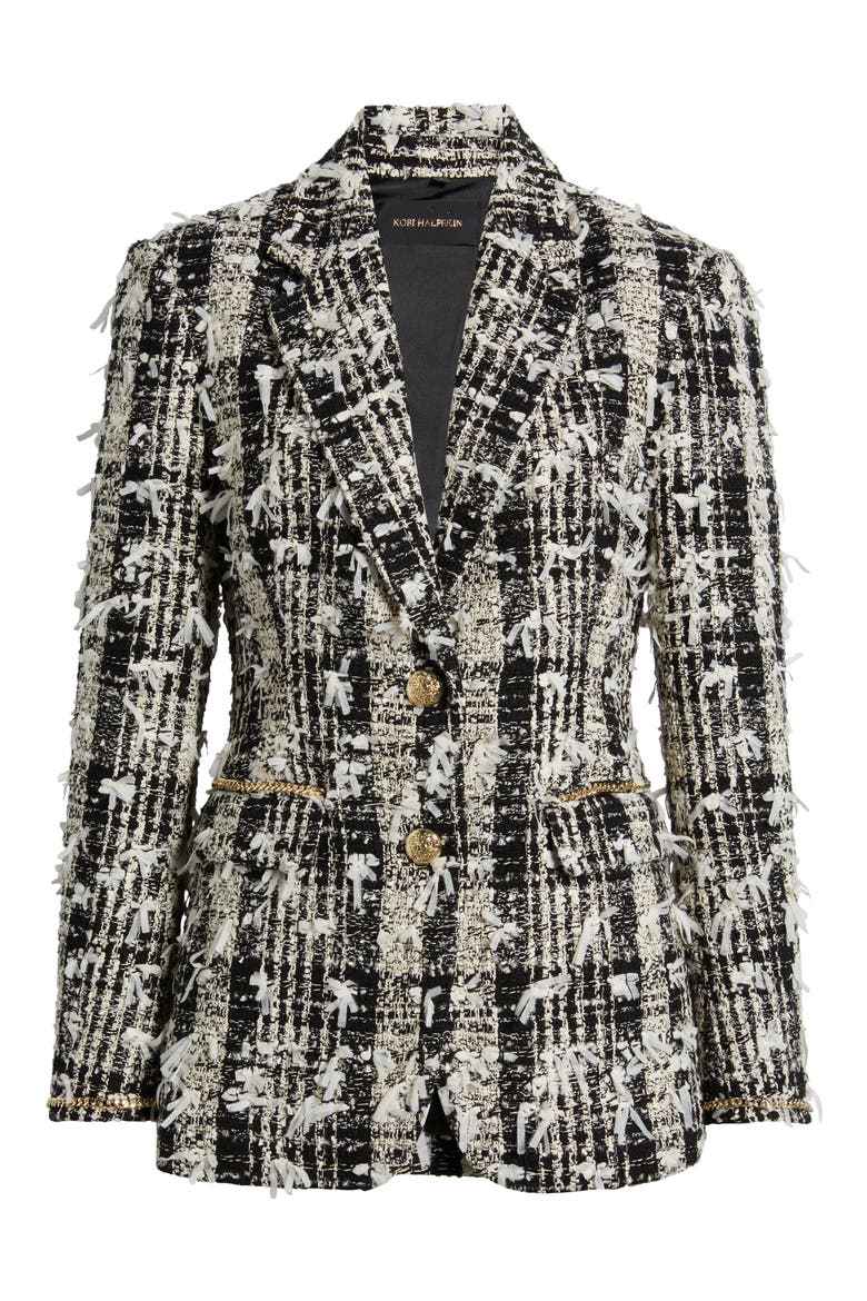 Georgia Tweed Jacket, Alternate, color, BLACK/ IVORY